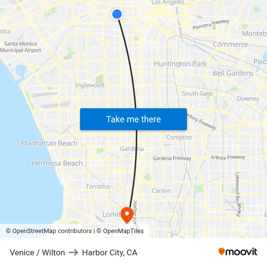 Venice / Wilton to Harbor City, CA map