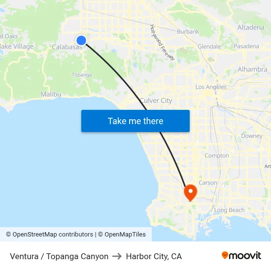 Ventura / Topanga Canyon to Harbor City, CA map