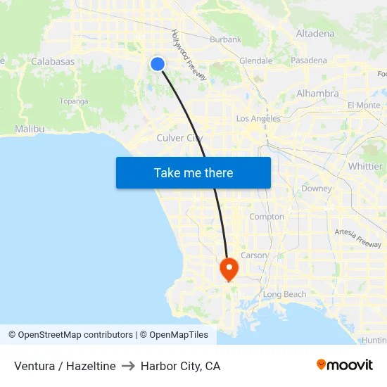 Ventura / Hazeltine to Harbor City, CA map