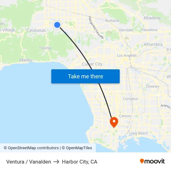Ventura / Vanalden to Harbor City, CA map