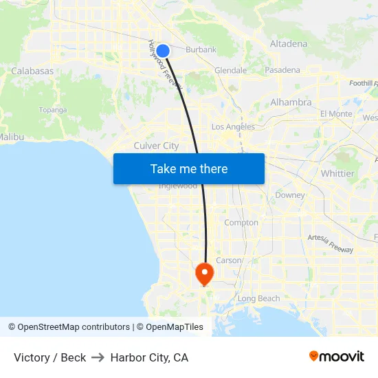 Victory / Beck to Harbor City, CA map