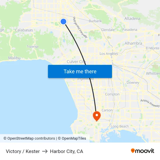 Victory / Kester to Harbor City, CA map