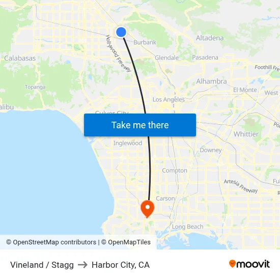 Vineland / Stagg to Harbor City, CA map