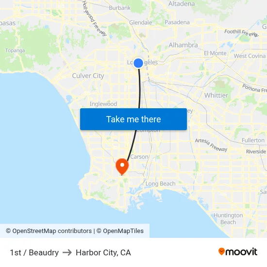 1st / Beaudry to Harbor City, CA map
