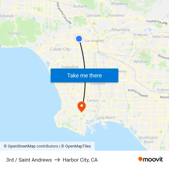 3rd / Saint Andrews to Harbor City, CA map