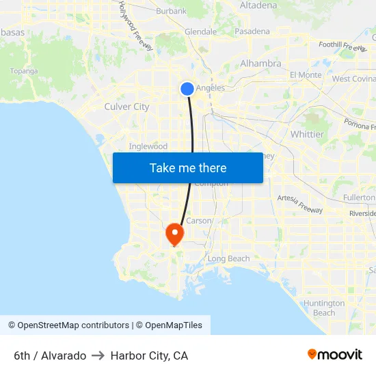6th / Alvarado to Harbor City, CA map