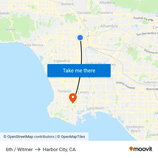 6th / Witmer to Harbor City, CA map