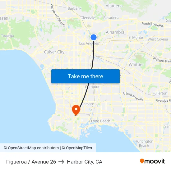 Figueroa / Avenue 26 to Harbor City, CA map