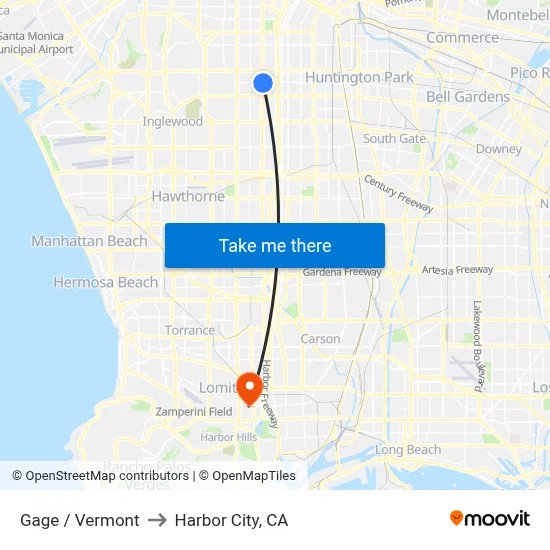 Gage / Vermont to Harbor City, CA map