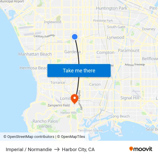 Imperial / Normandie to Harbor City, CA map