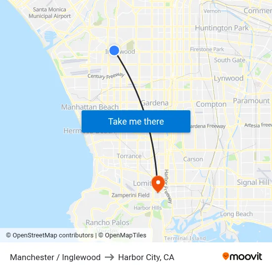 Manchester / Inglewood to Harbor City, CA map