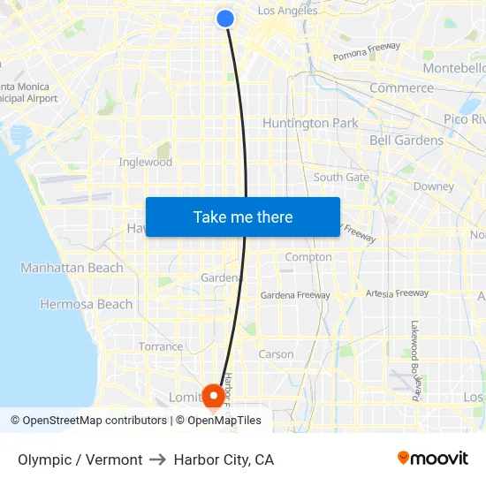 Olympic / Vermont to Harbor City, CA map