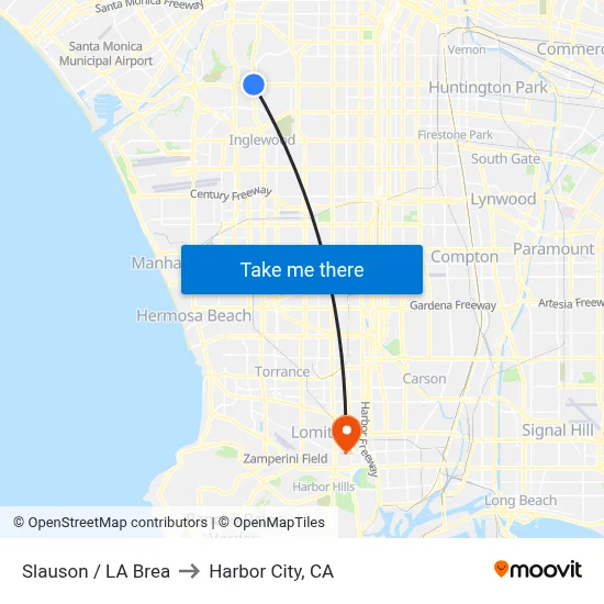 Slauson / LA Brea to Harbor City, CA map