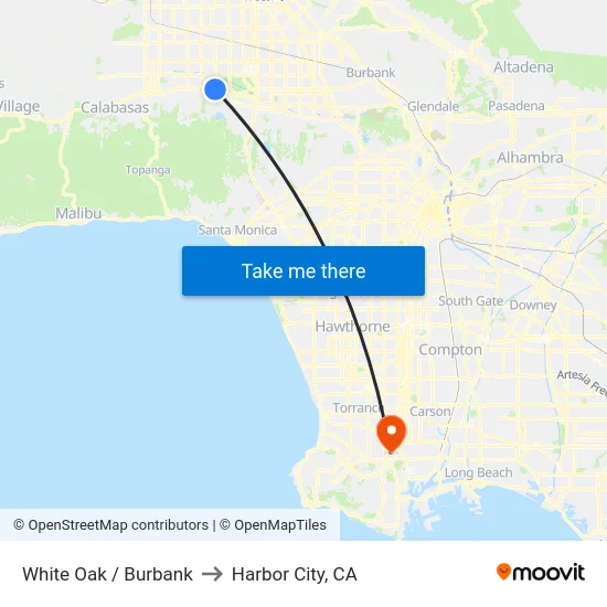 White Oak / Burbank to Harbor City, CA map