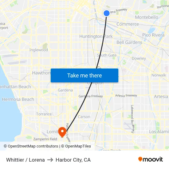 Whittier / Lorena to Harbor City, CA map