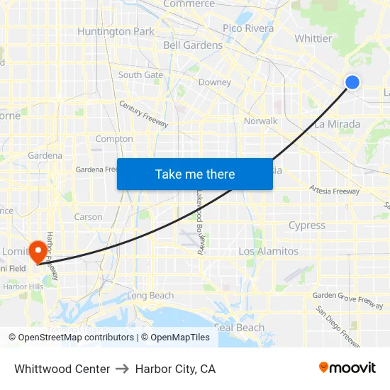 Whittwood Center to Harbor City, CA map