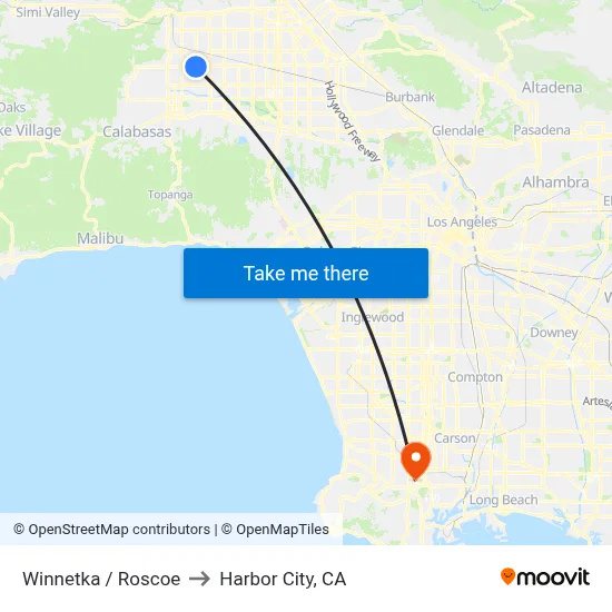 Winnetka / Roscoe to Harbor City, CA map