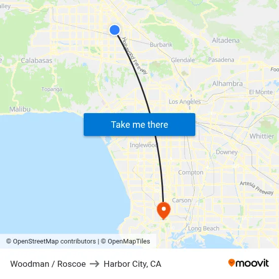 Woodman / Roscoe to Harbor City, CA map