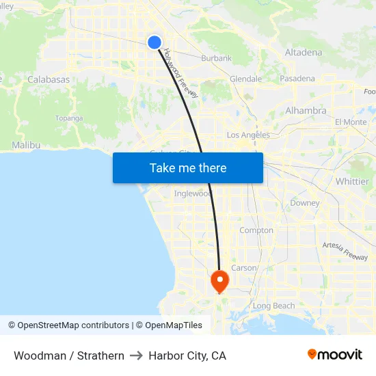 Woodman / Strathern to Harbor City, CA map