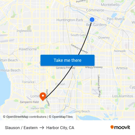 Slauson / Eastern to Harbor City, CA map