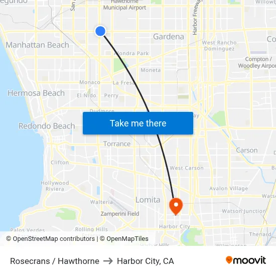 Rosecrans / Hawthorne to Harbor City, CA map