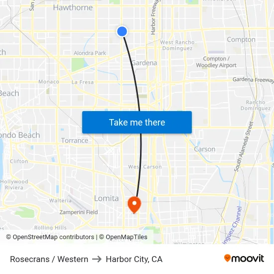 Rosecrans / Western to Harbor City, CA map