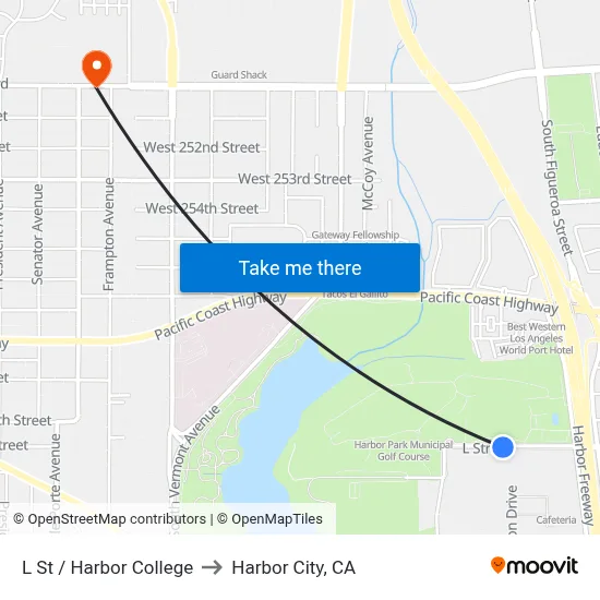 L St / Harbor College to Harbor City, CA map
