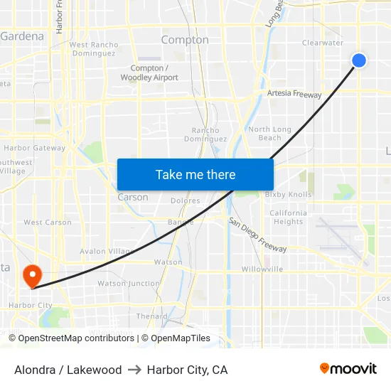 Alondra / Lakewood to Harbor City, CA map