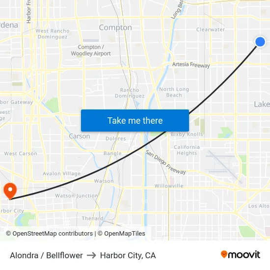 Alondra / Bellflower to Harbor City, CA map