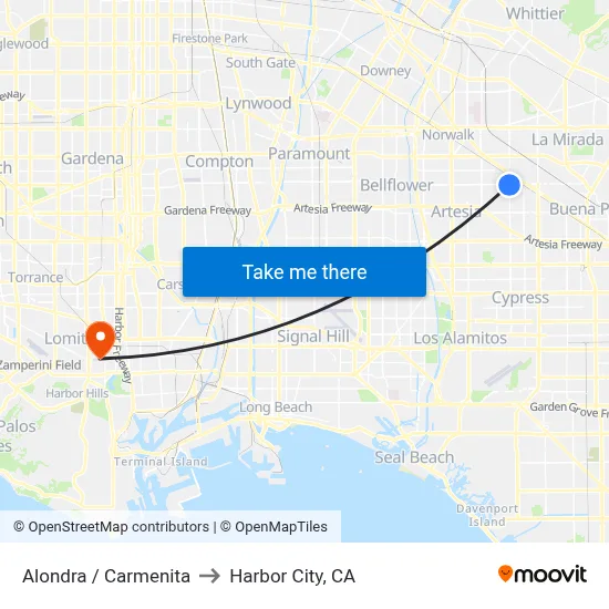 Alondra / Carmenita to Harbor City, CA map