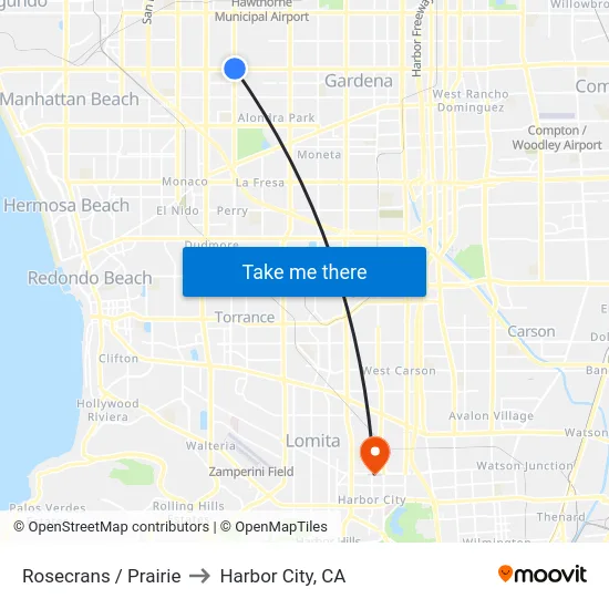 Rosecrans / Prairie to Harbor City, CA map