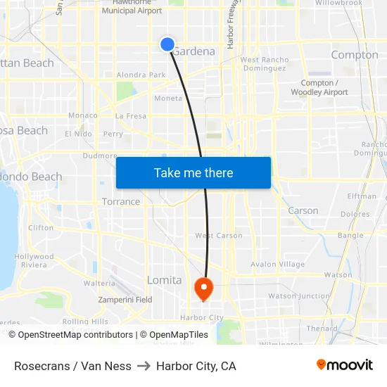 Rosecrans / Van Ness to Harbor City, CA map