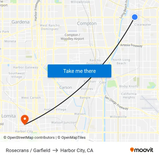 Rosecrans / Garfield to Harbor City, CA map