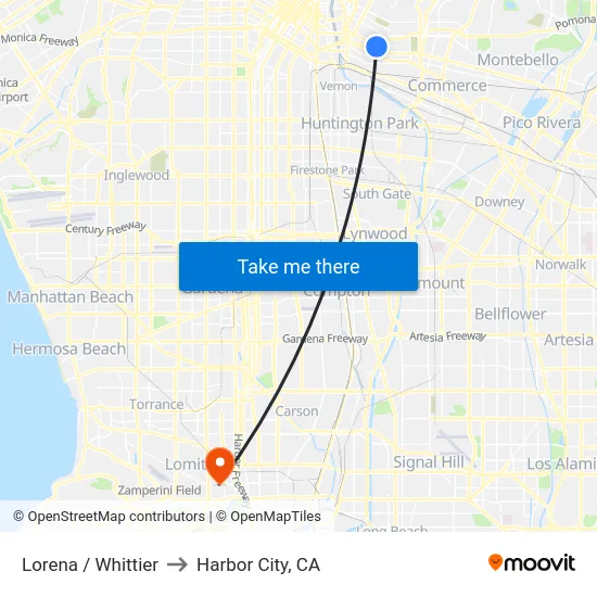 Lorena / Whittier to Harbor City, CA map