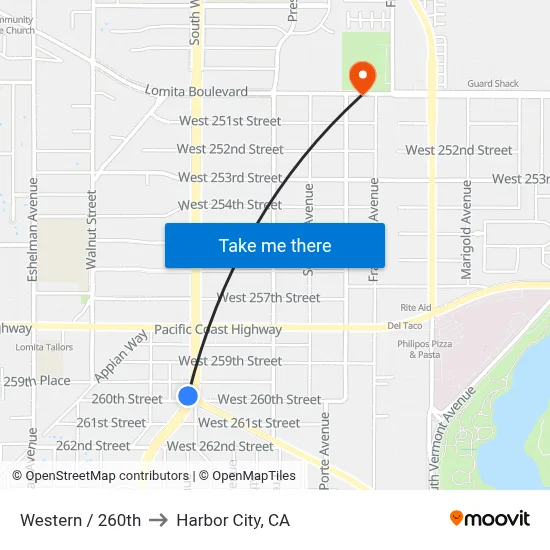 Western / 260th to Harbor City, CA map