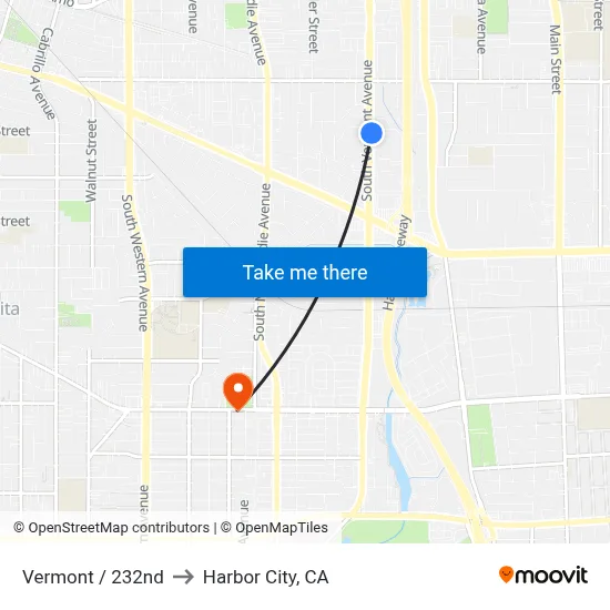 Vermont / 232nd to Harbor City, CA map