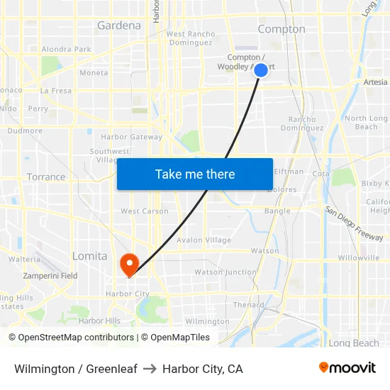 Wilmington / Greenleaf to Harbor City, CA map