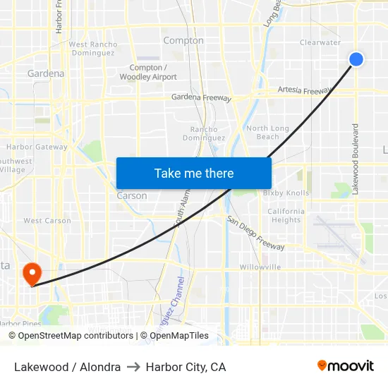 Lakewood / Alondra to Harbor City, CA map