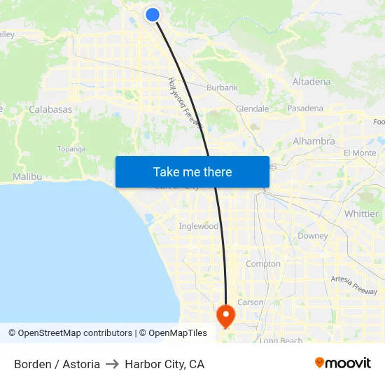 Borden / Astoria to Harbor City, CA map