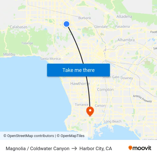 Magnolia / Coldwater Canyon to Harbor City, CA map
