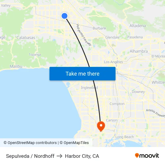 Sepulveda / Nordhoff to Harbor City, CA map