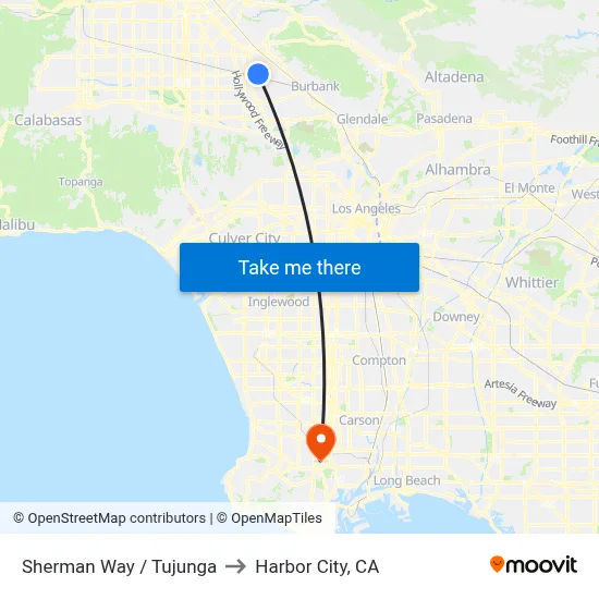 Sherman Way / Tujunga to Harbor City, CA map