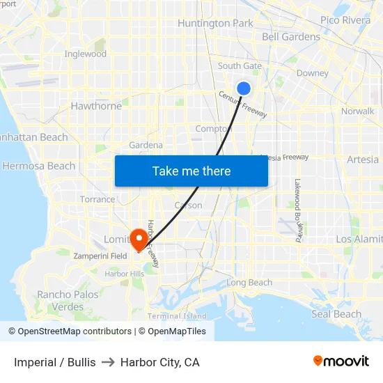 Imperial / Bullis to Harbor City, CA map