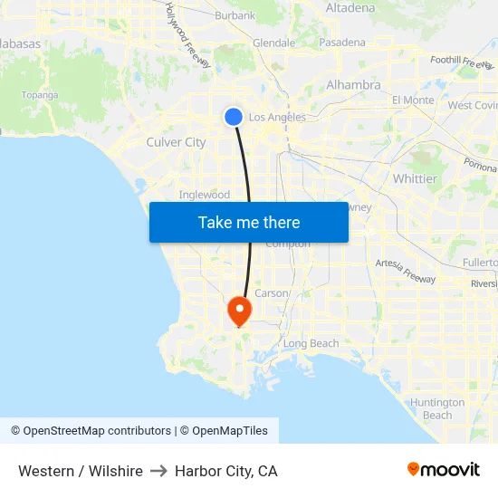 Western / Wilshire to Harbor City, CA map