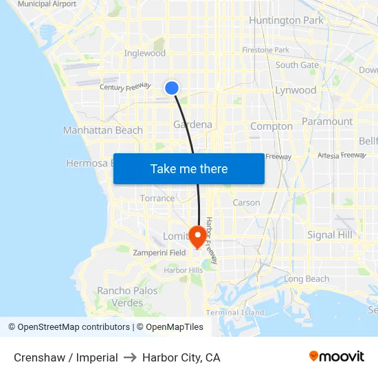 Crenshaw / Imperial to Harbor City, CA map