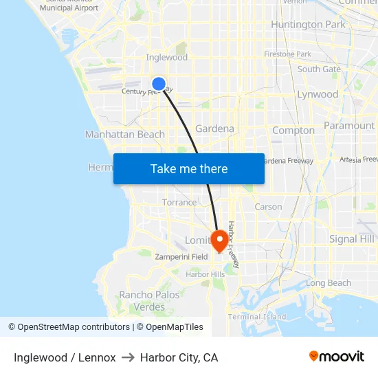 Inglewood / Lennox to Harbor City, CA map