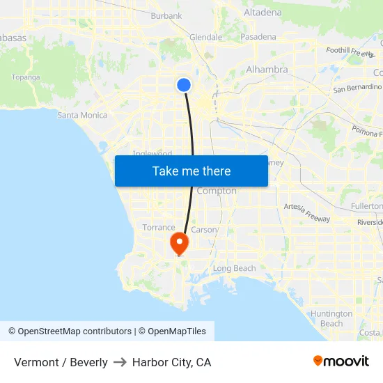 Vermont / Beverly to Harbor City, CA map