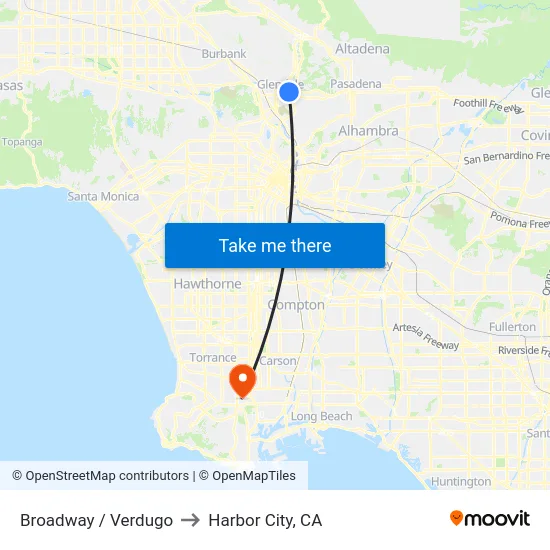 Broadway / Verdugo to Harbor City, CA map