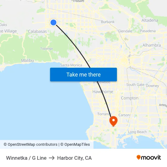Winnetka / G Line to Harbor City, CA map