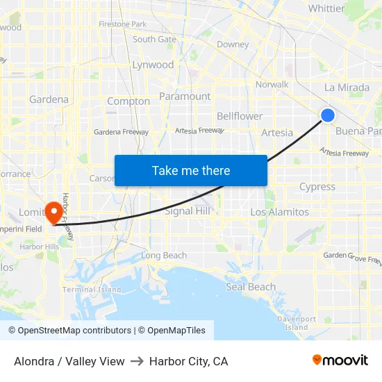 Alondra / Valley View to Harbor City, CA map